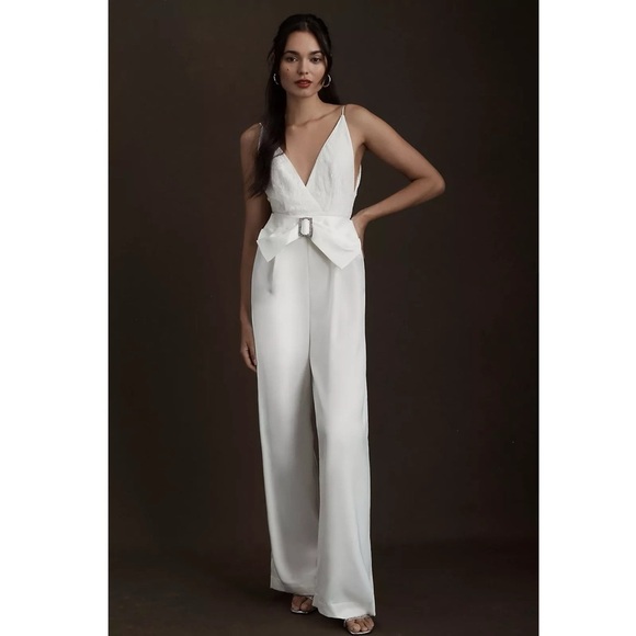 Ronny Kobo Nole Deep-V Belted Wide-Leg Jumpsuit - Picture 1 of 8